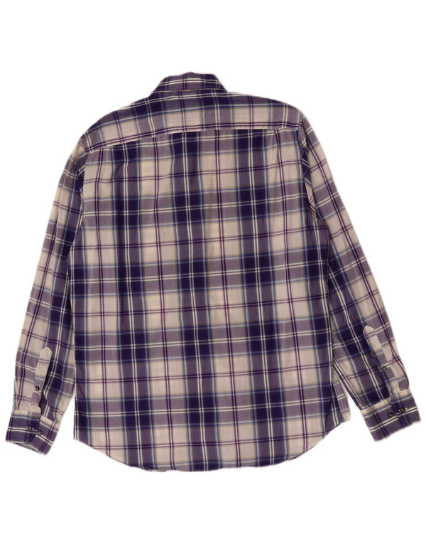Camisa masculina Massimo Dutti grande xadrez roxo
