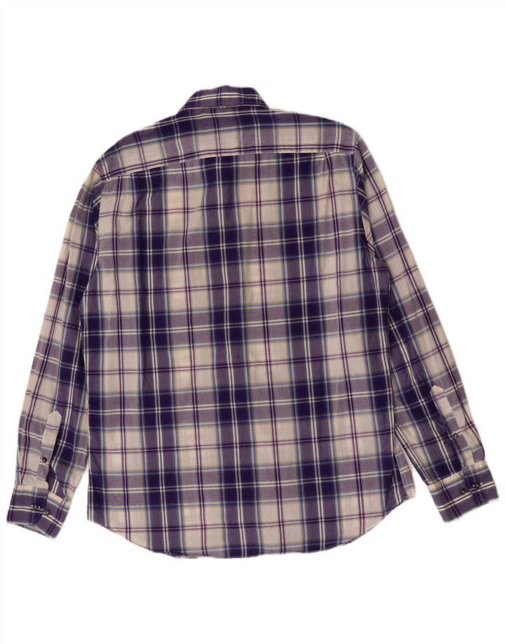 Camisa masculina Massimo Dutti grande xadrez roxo