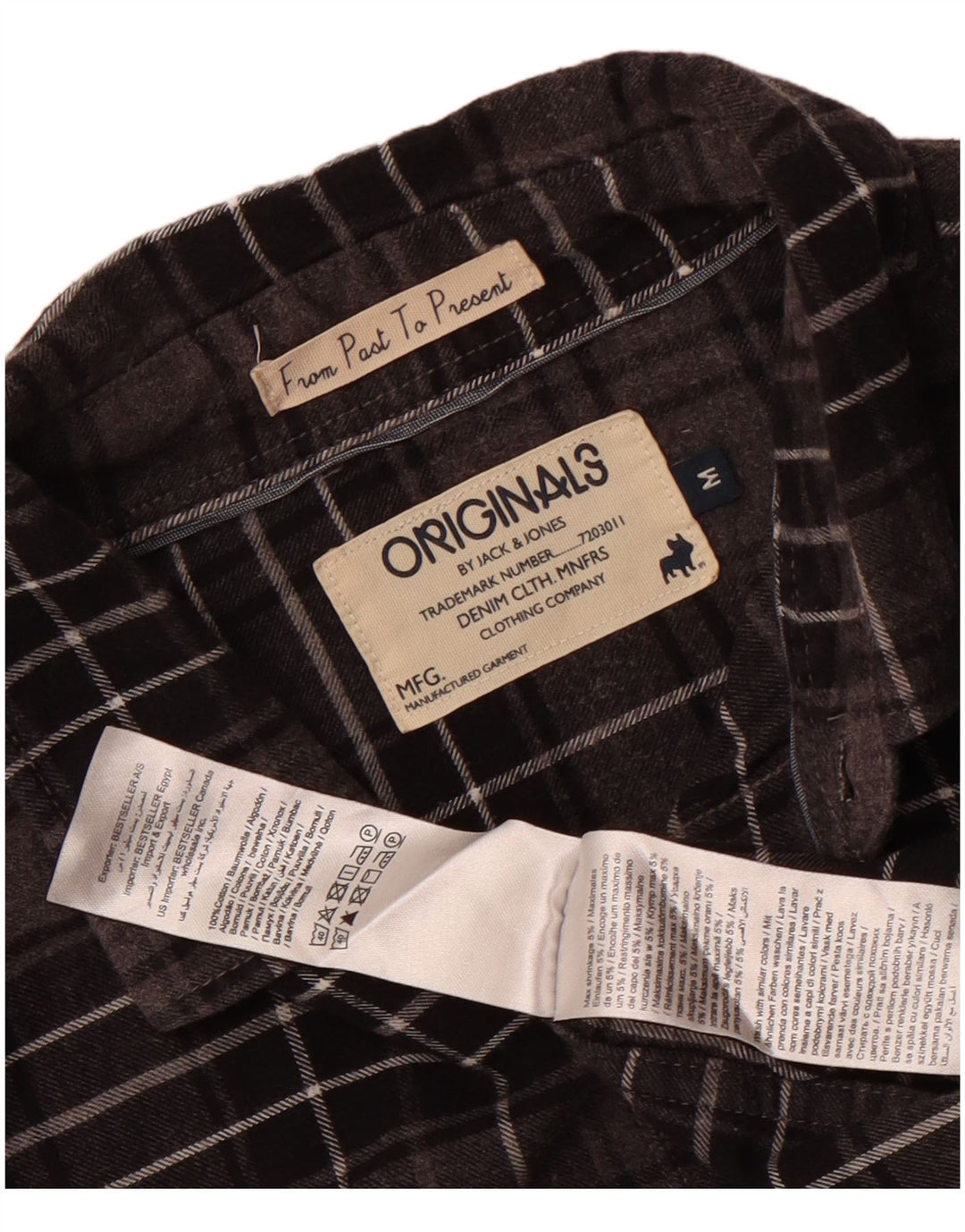Camisa masculina de flanela Jack & Jones de algodão xadrez cinza médio