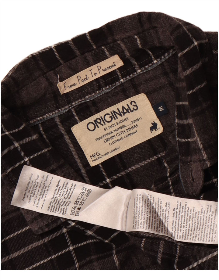 Camisa masculina de flanela Jack & Jones de algodão xadrez cinza médio