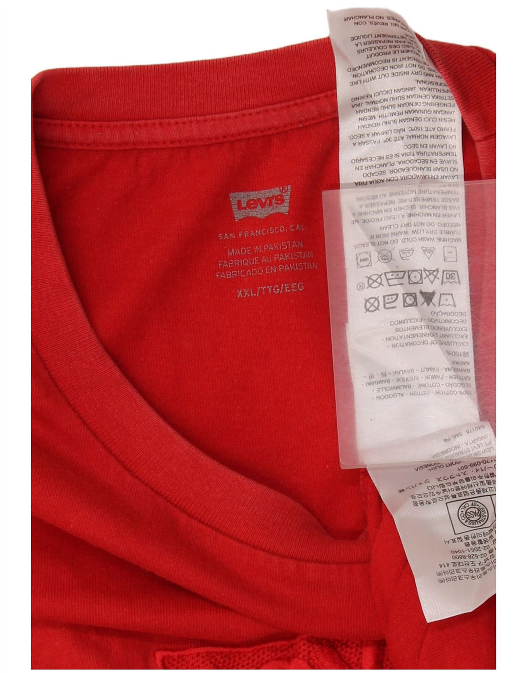 Camiseta gráfica masculina Levi's Top 2XL algodão vermelho