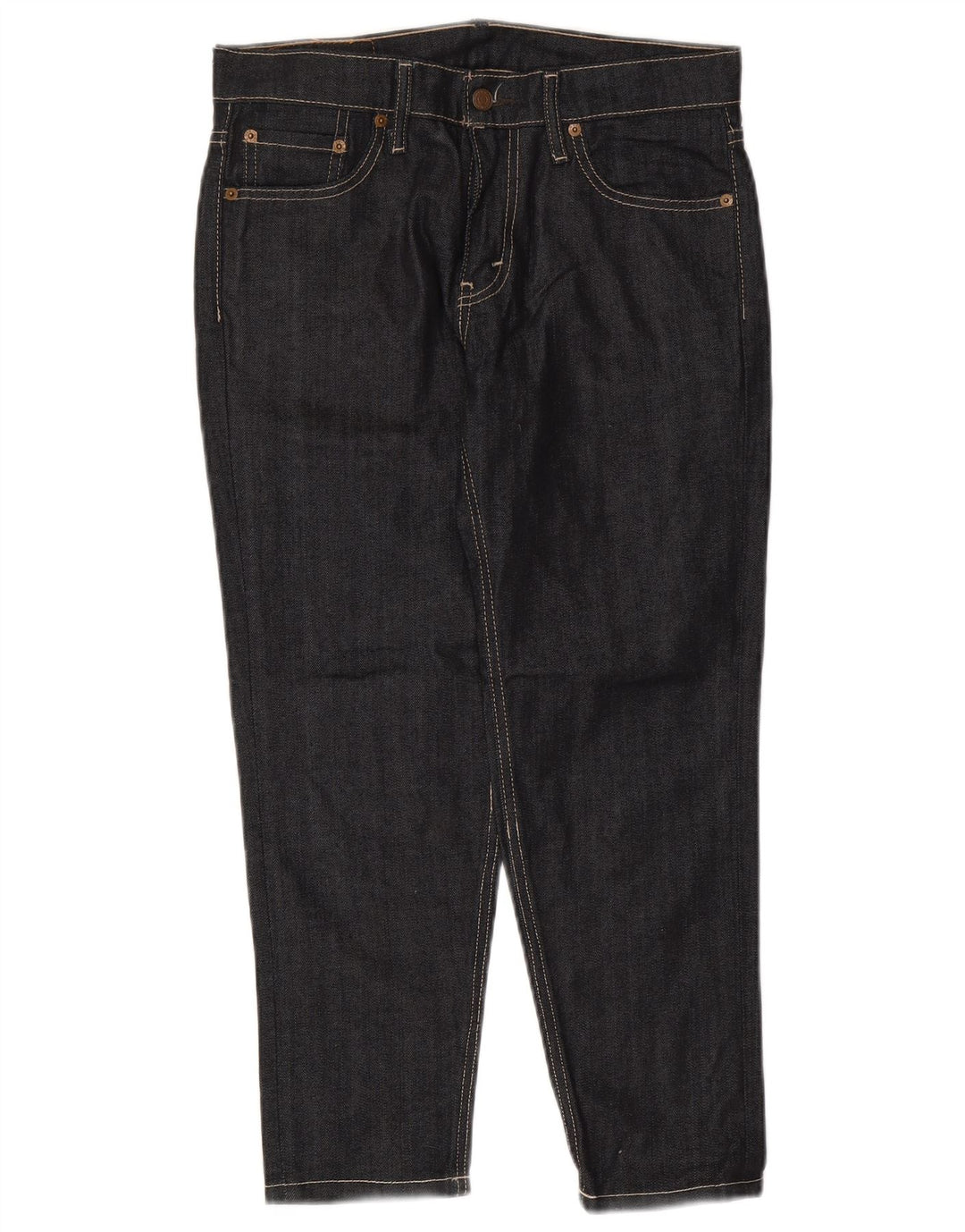 Jeans femininos Levi's 511 Slim recortados W30 L24 algodão azul marinho