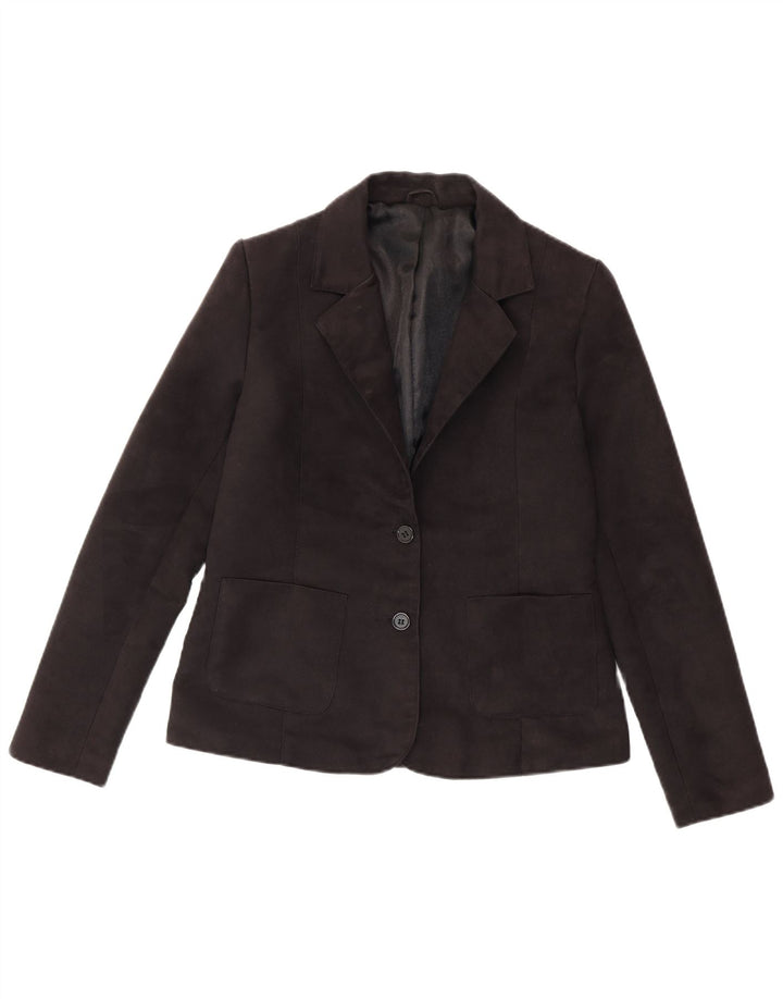 Jaqueta blazer feminina Topshop com 2 botões Reino Unido 12 poliéster preto médio