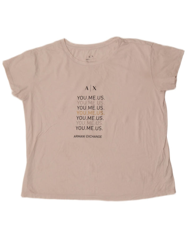 Camiseta feminina Armani com estampa gráfica UK 18 XL algodão branco