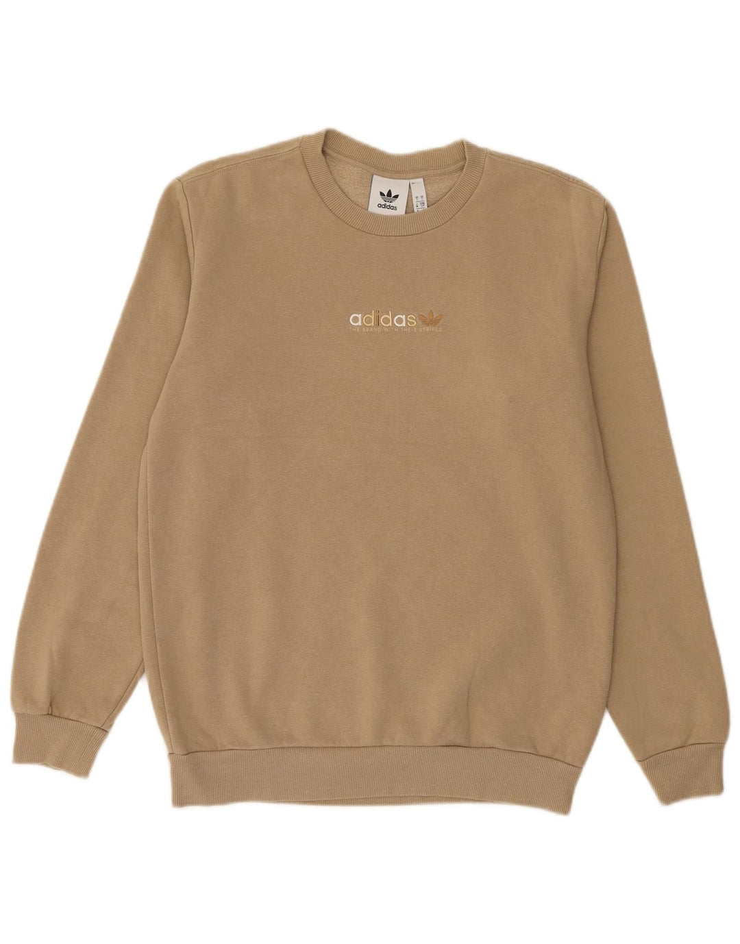 ADIDAS Mens Sweatshirt Jumper Pequeno Algodão Bege