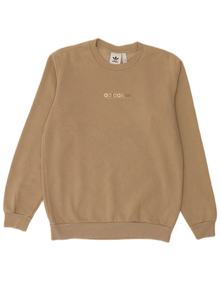 ADIDAS Mens Sweatshirt Jumper Pequeno Algodão Bege