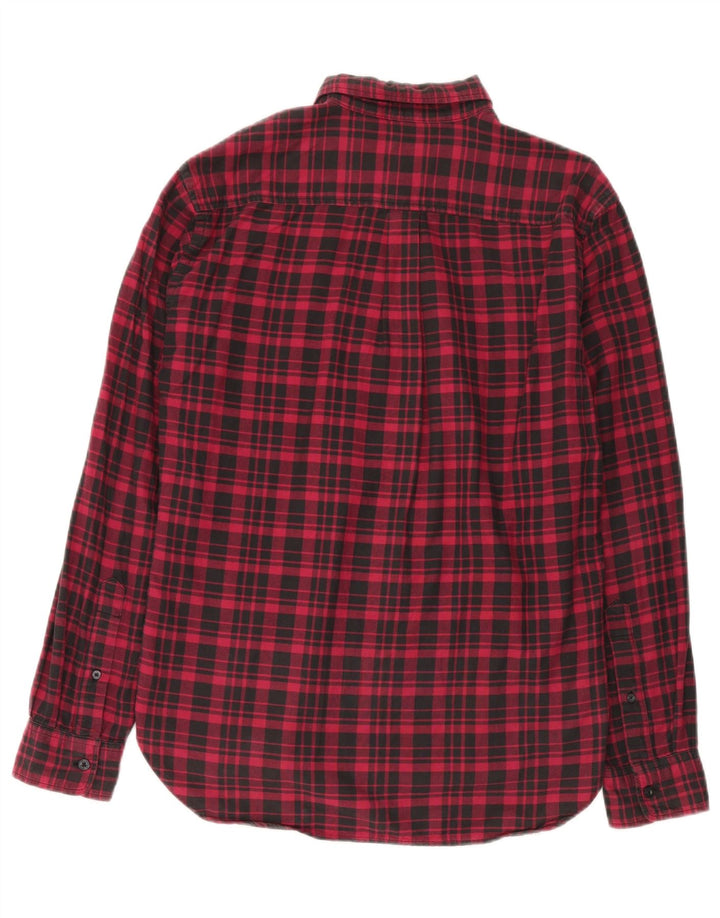 Camisa masculina Dockers de flanela com ajuste padrão, algodão xadrez vermelho médio