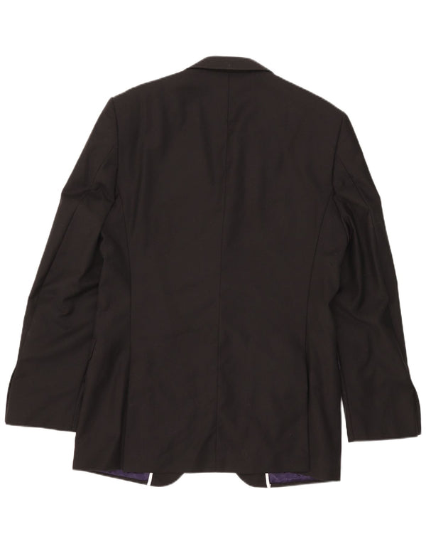 Jaqueta blazer masculina longa de 2 botões Marks & Spencer Reino Unido 40 lã preta média