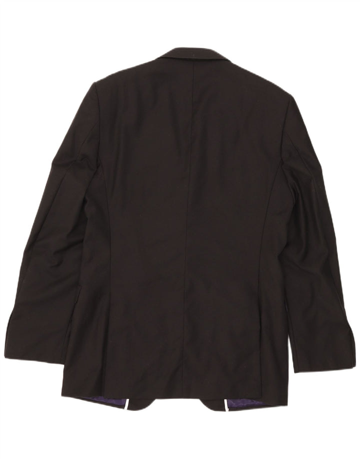 Jaqueta blazer masculina longa de 2 botões Marks & Spencer Reino Unido 40 lã preta média