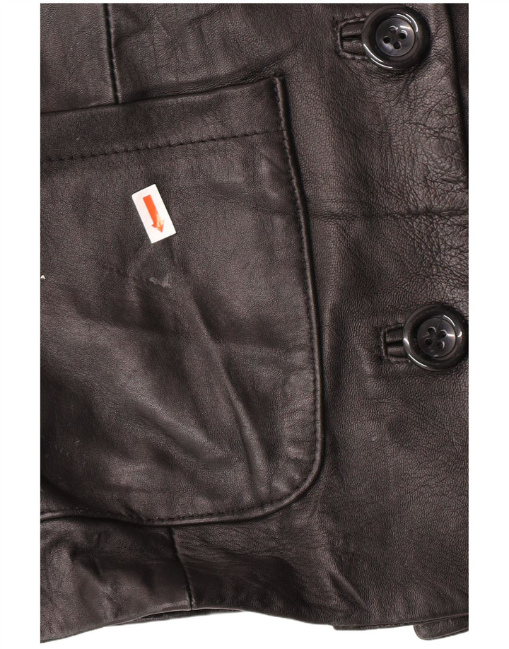 Jaqueta de couro feminina vintage IT 44 médio preto clássico
