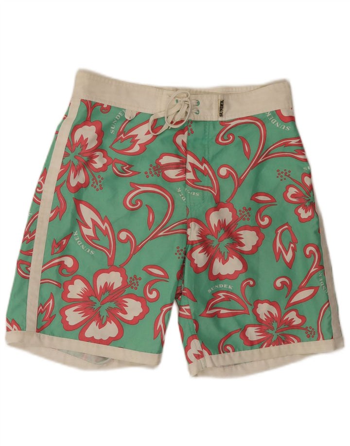 Shorts de natação masculino Sundek pequeno poliéster floral verde