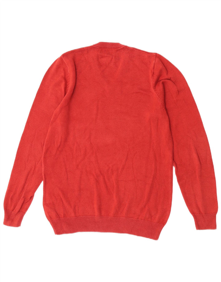 Suéter masculino Marks & Spencer com decote em V, pequeno, laranja, algodão