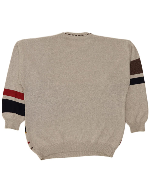 Suéter masculino Conte Massimo com gola redonda 2XL algodão geométrico cinza