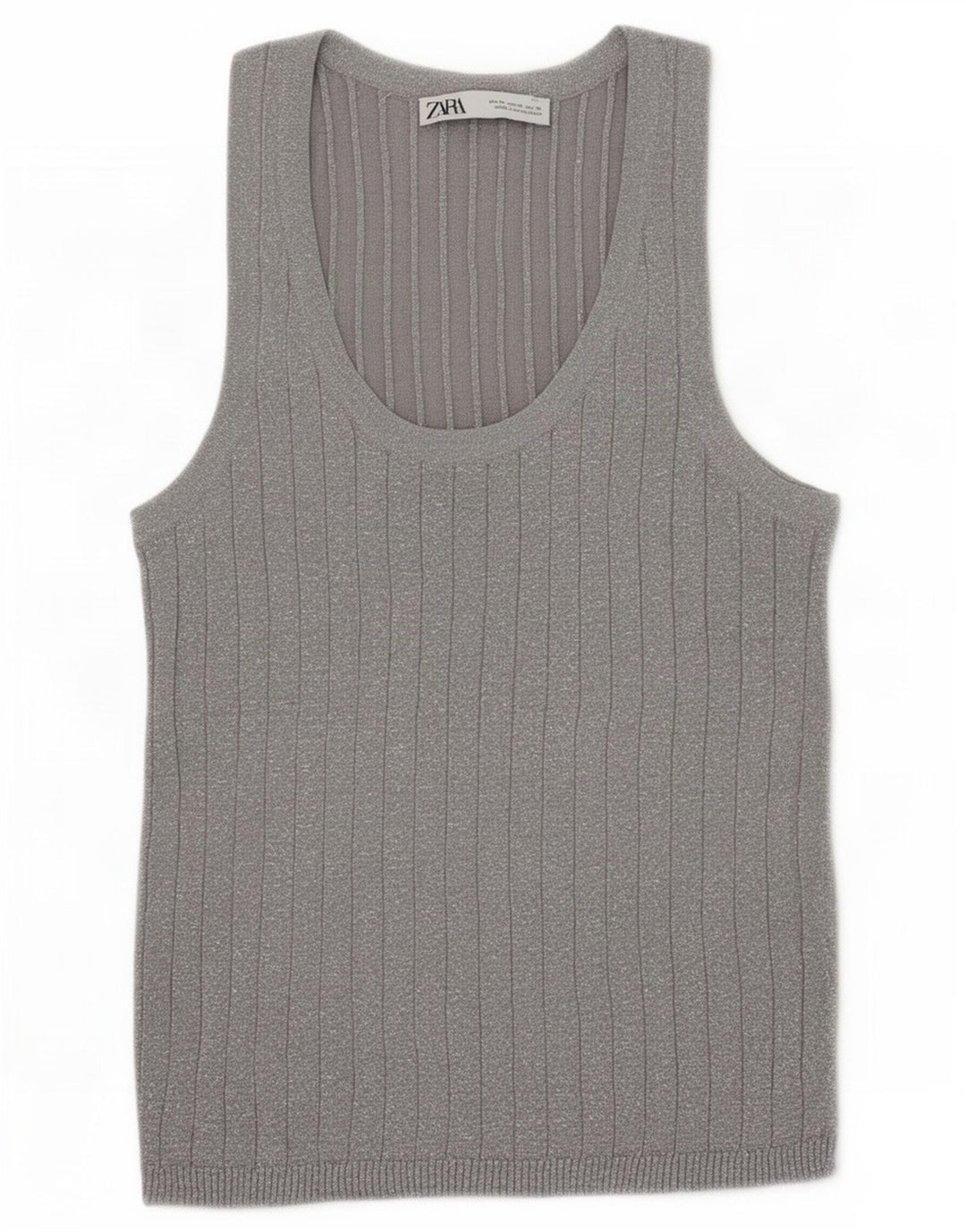 Zara Womens Vest Tank Top UK 12 Médio Cinza