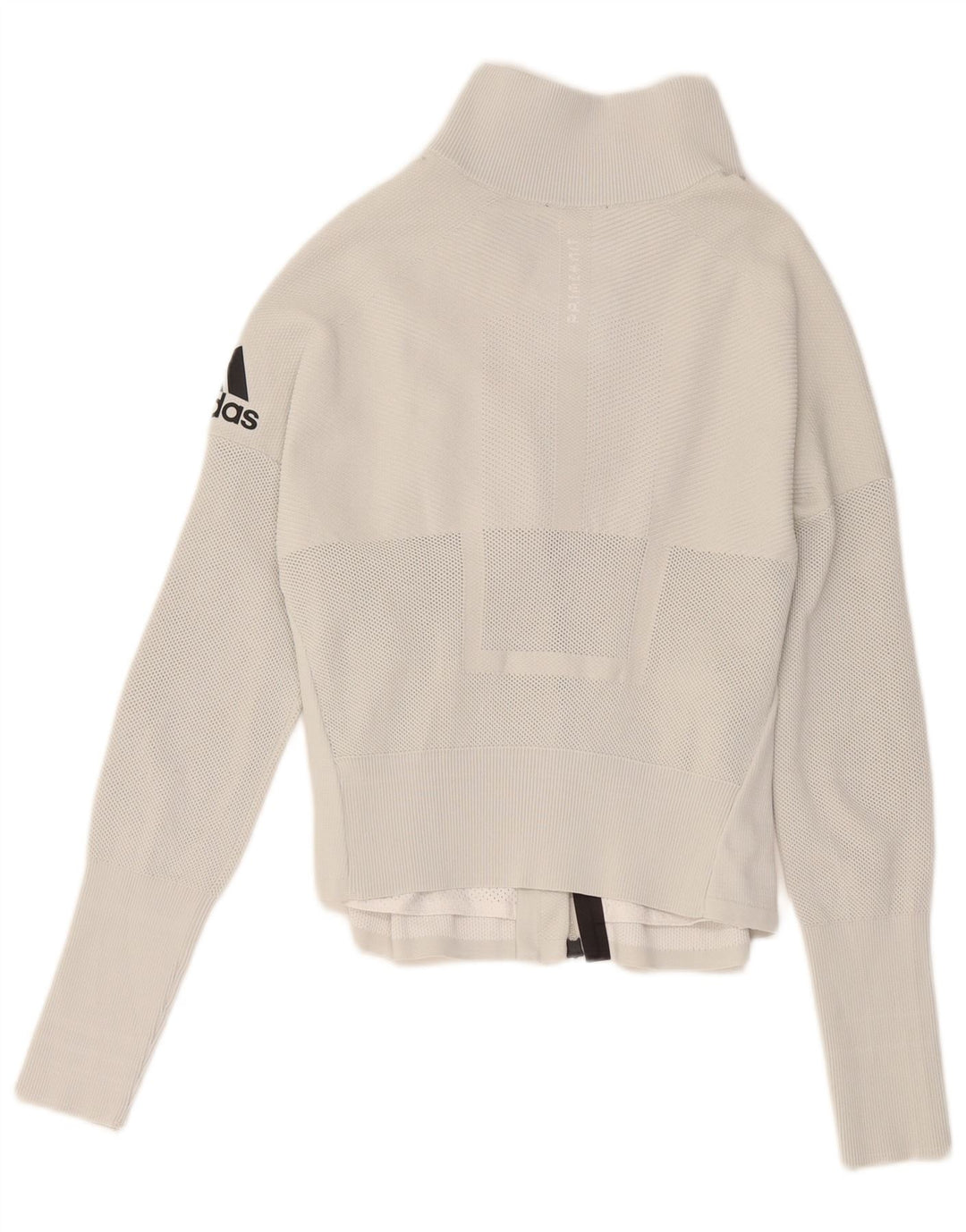 Adidas Womens Graphic Tracksuit Top Jacket Reino Unido 8/10 Pequeno Poliéster Branco