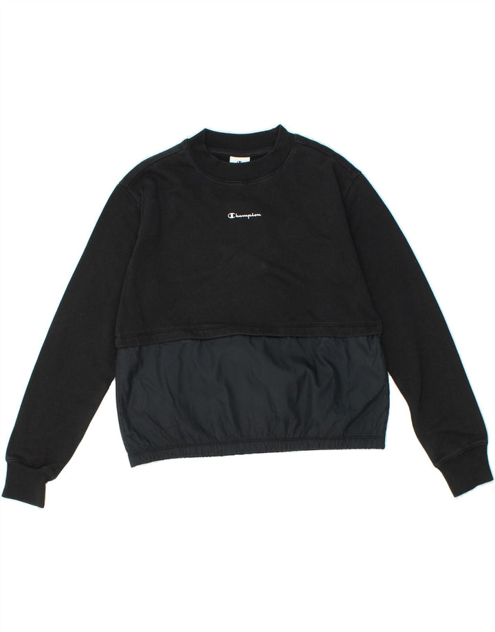 CHAMPION Girls Sweatshirt Jumper 13-14 Years XL Black Cotton Vintage Champion and Second-Hand Champion from Messina Hembry 