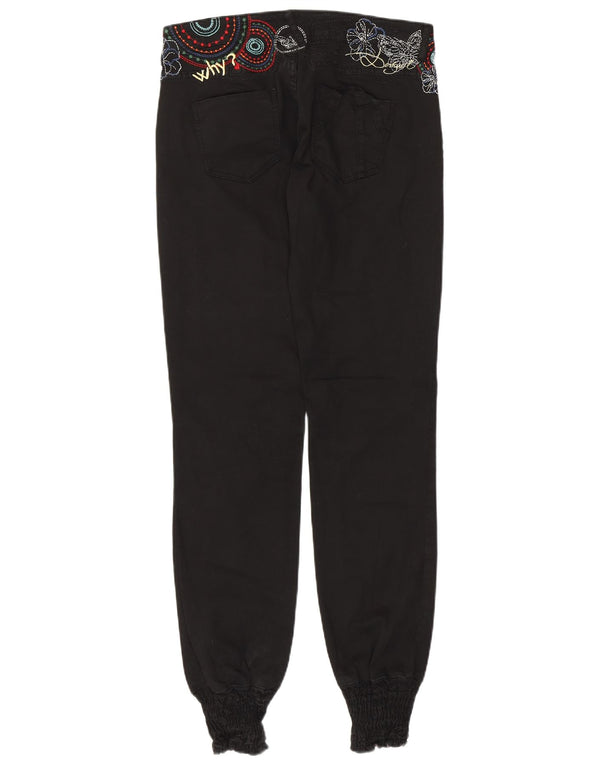 Desigual Womens Joggers Slim Jeans W30 L31 Black Floral Cotton