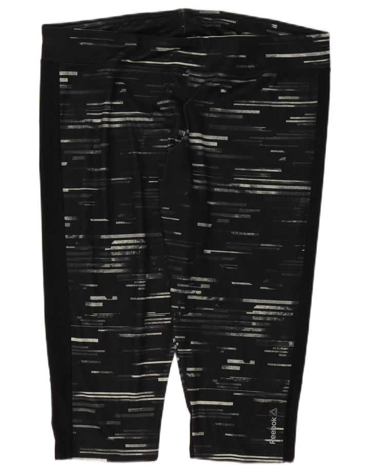 Leggings Capri Mulher Reebok UK 24/26 2XL Poliéster Listrado Preto