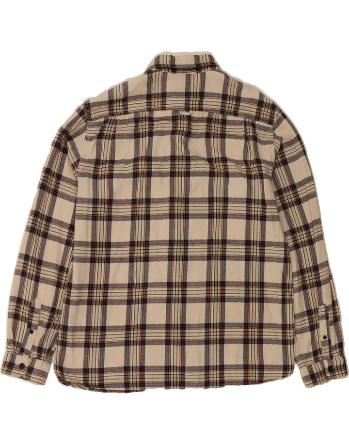C&A Mens Regular Fit Flannel Shirt XL Beige Check Cotton Vintage C&A and Second-Hand C&A from Messina Hembry 