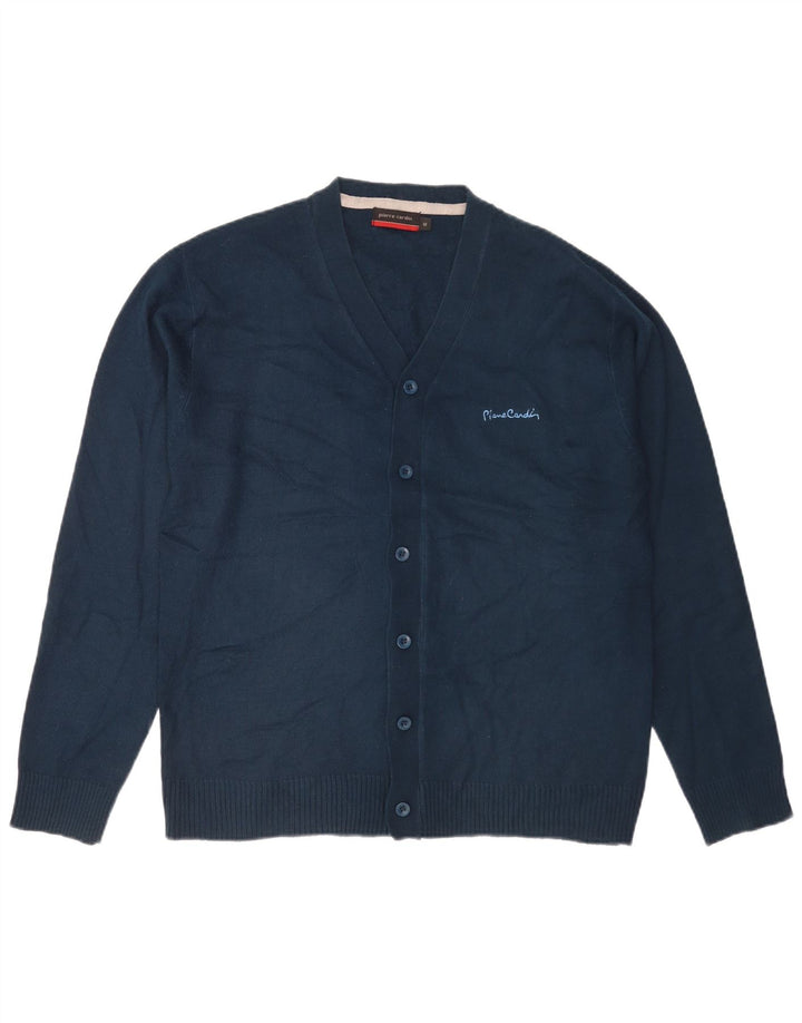 Suéter cardigã masculino Pierre Cardin médio azul marinho acrílico