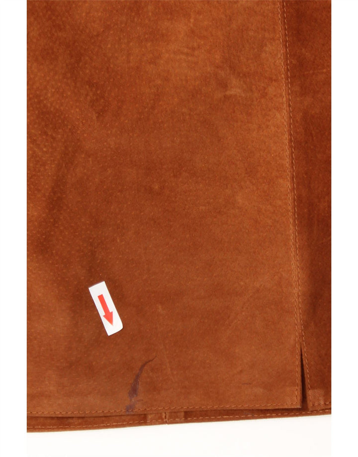 Saia feminina vintage de camurça W28 couro marrom médio
