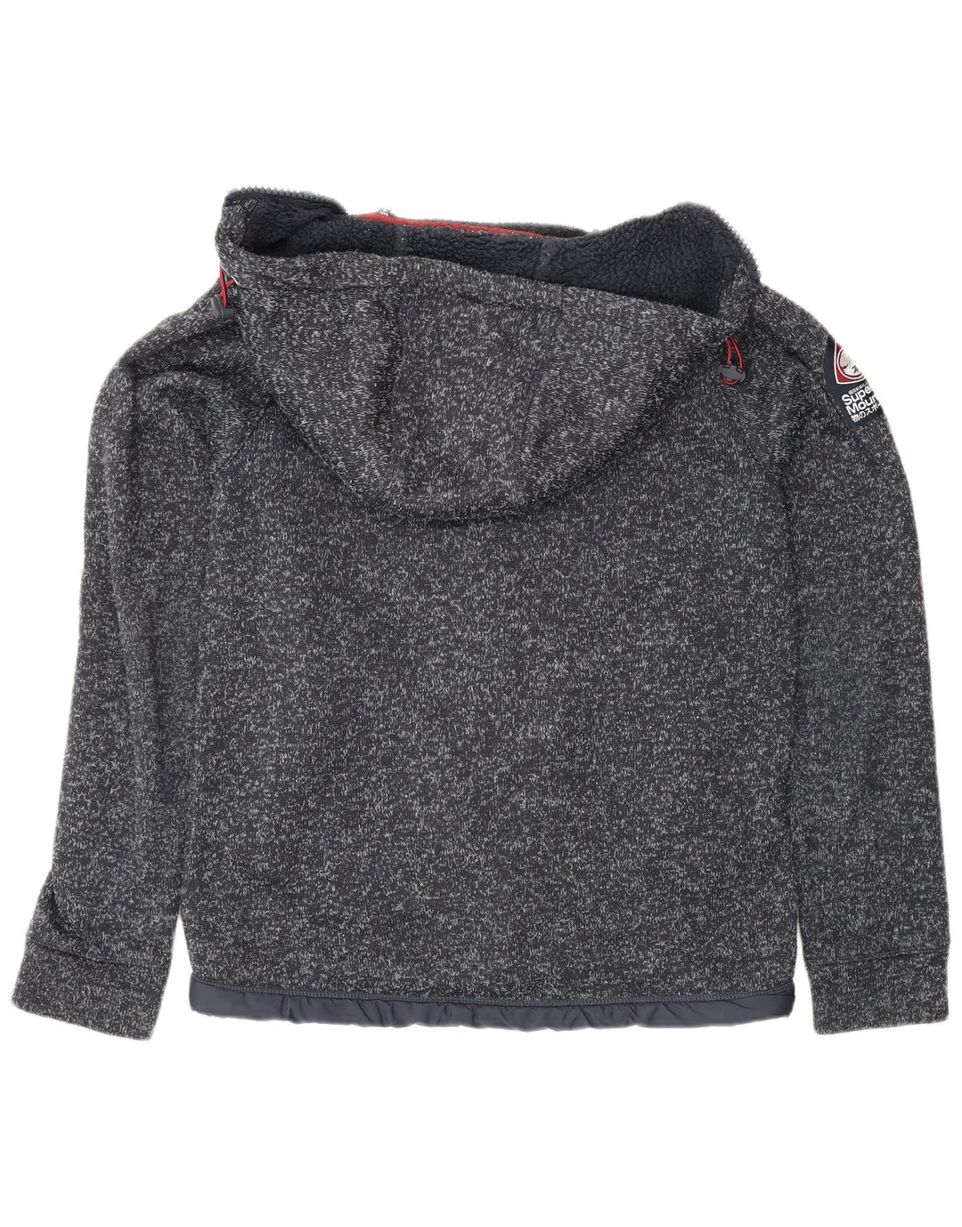 Suéter masculino Superdry com capuz e zíper UK 14 poliéster manchado azul marinho médio