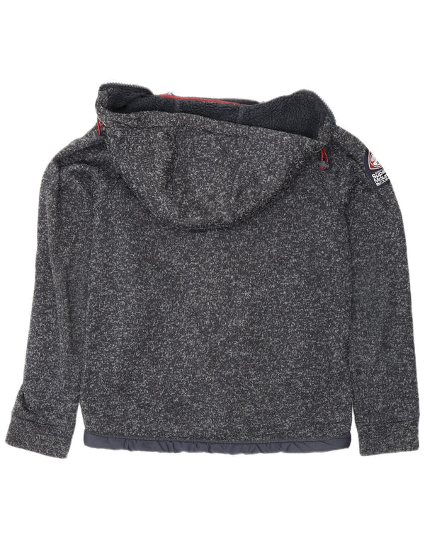 Suéter masculino Superdry com capuz e zíper UK 14 poliéster manchado azul marinho médio