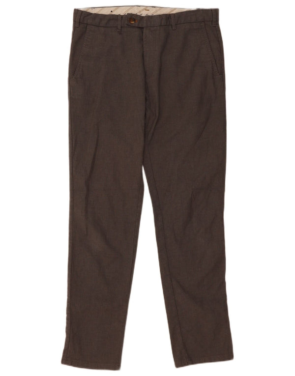 ZARA Mens Slim Suit Calças EU 42 Grande W32 L31 Algodão Cinza