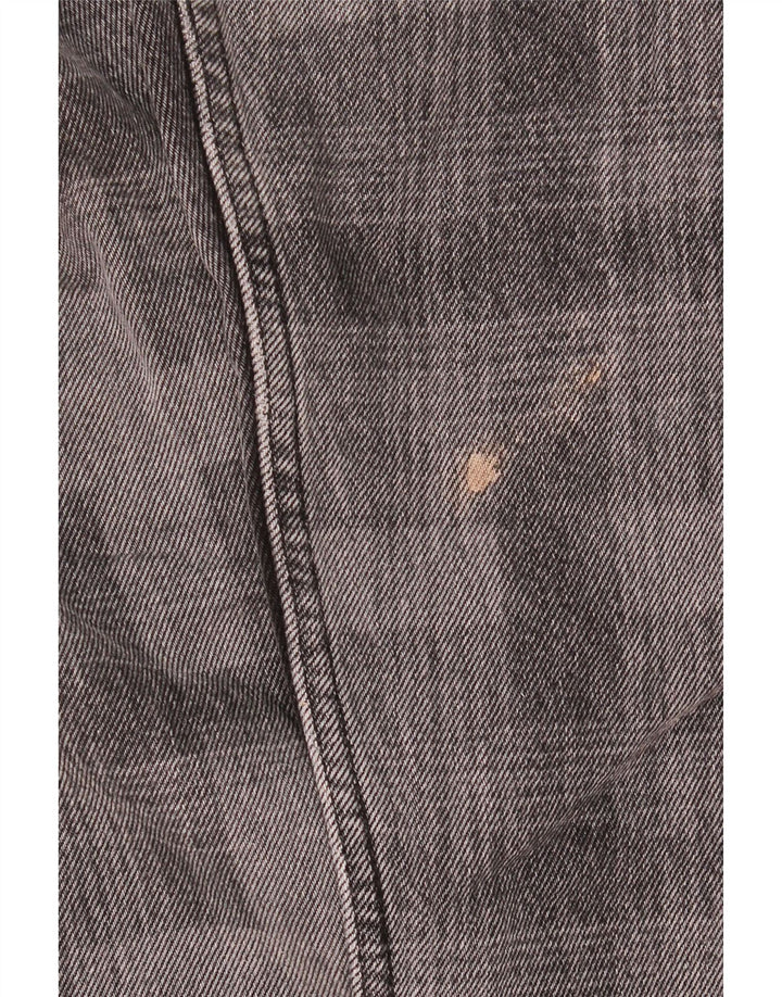 Calça jeans reta feminina Zara EU 42 grande W32 L30 cinza xadrez algodão