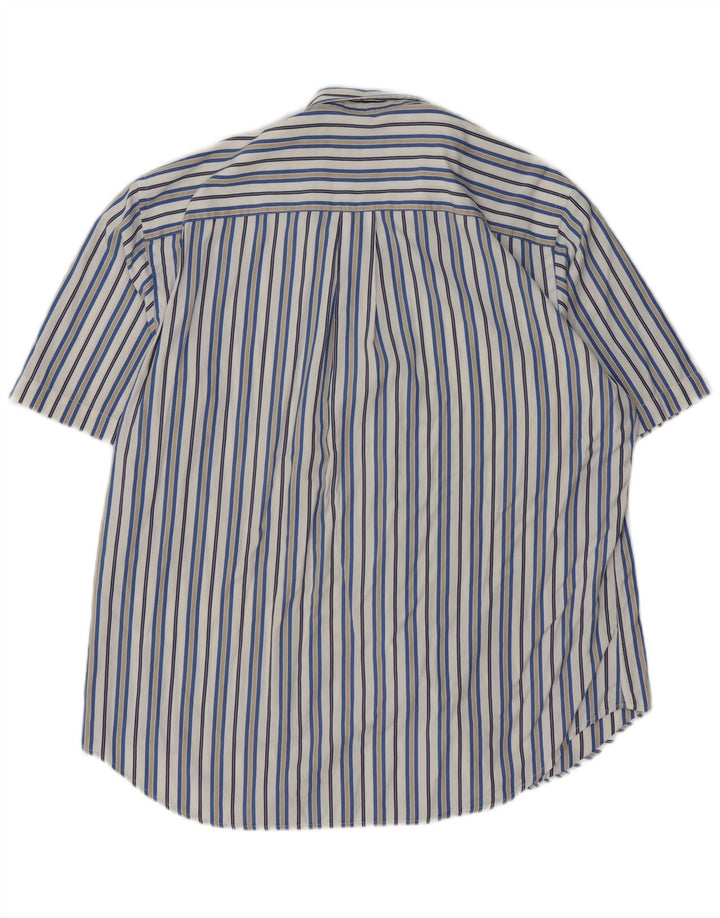 Camisa masculina de manga curta Burberry XL branca listrada de algodão