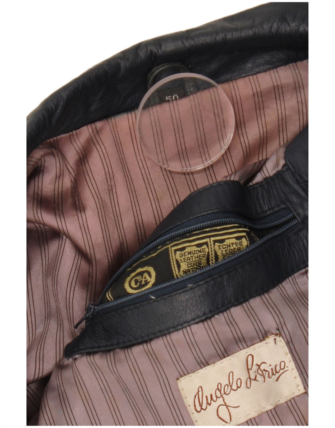 Jaqueta feminina de couro militar ANGELO LITRICO IT 50 XL couro azul marinho