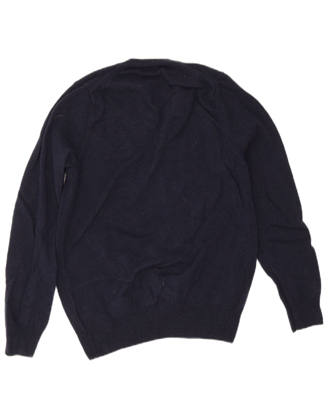 Suéter masculino Marks & Spencer com decote em V pequeno de lã azul marinho
