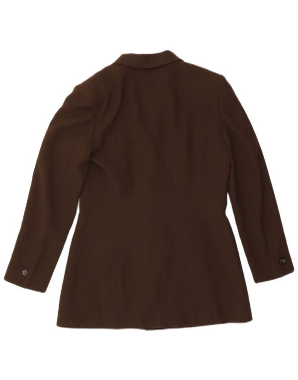 Jaqueta blazer feminina Marella de 4 botões Reino Unido 12 lã marrom médio clássico