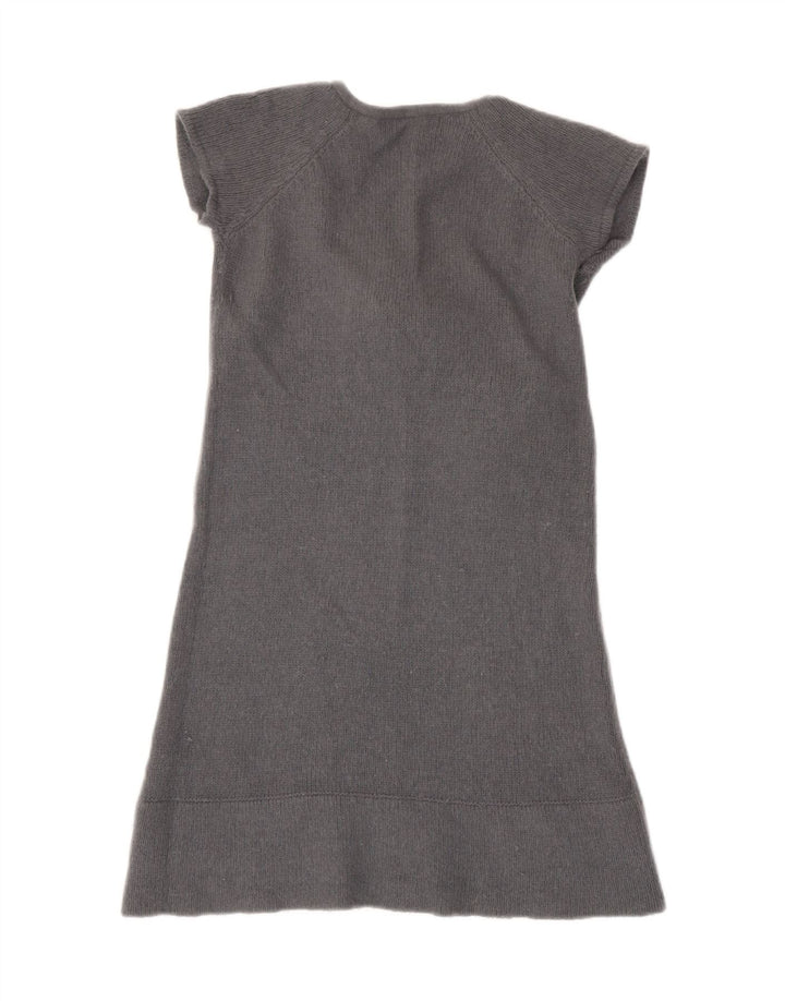 Zara vestido feminino com amarração frontal, Reino Unido 8, pequeno, cinza, lã
