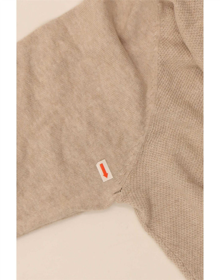 Suéter masculino Massimo Dutti com zíper e gola alta de algodão bege médio