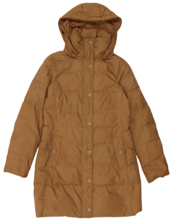 Casaco acolchoado com capuz feminino Tommy Hilfiger Reino Unido 10 pequeno poliéster marrom