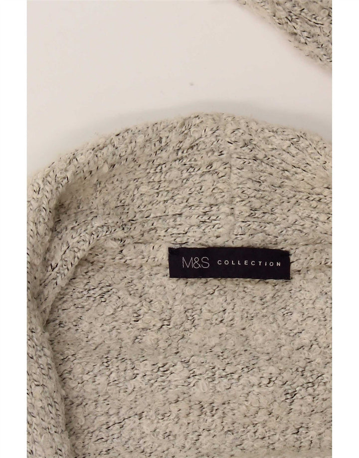 Suéter cardigã feminino aberto Marks & Spencer Reino Unido 14 cinza médio manchado