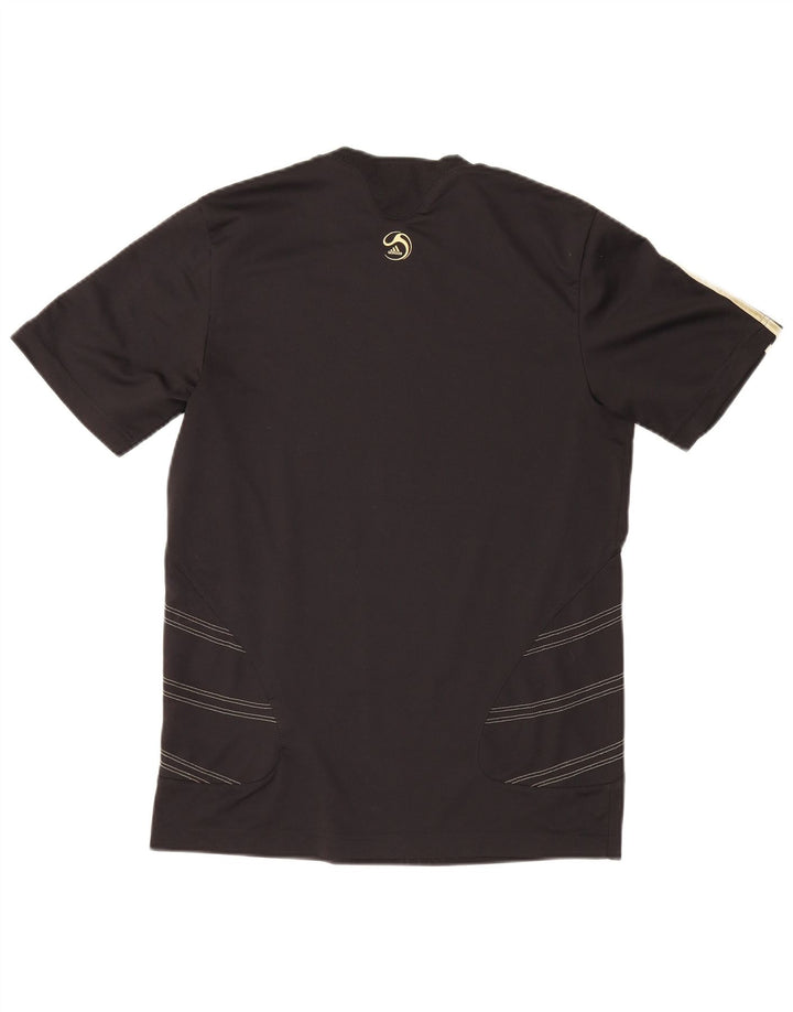 Adidas Mens Abstract Pattern T-Shirt Top Pequeno Poliéster Preto