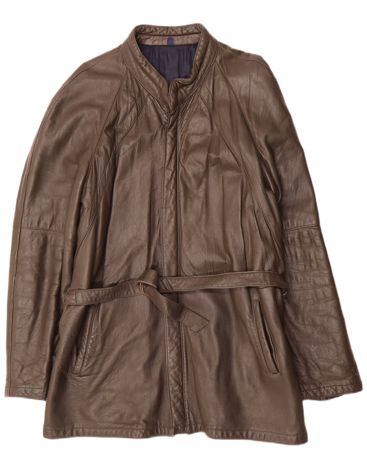 Casaco de couro masculino vintage Reino Unido 38 couro marrom médio