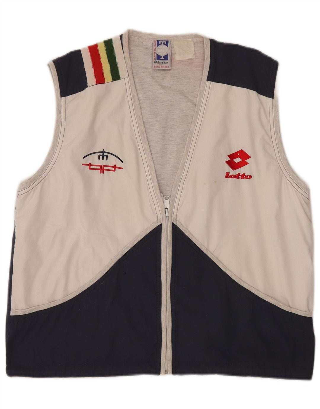 Lotto masculino gráfico sem mangas agasalho jaqueta grande bloco colorido branco