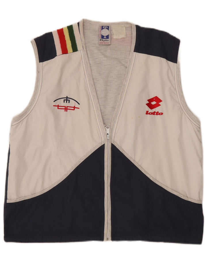Lotto masculino gráfico sem mangas agasalho jaqueta grande bloco colorido branco