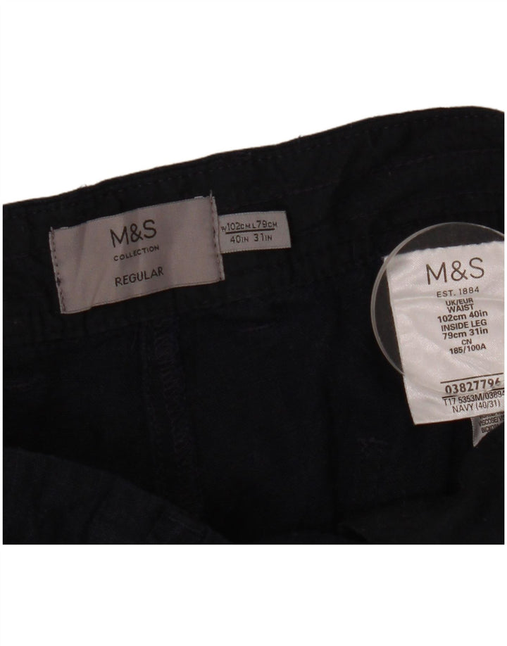 Calça chino feminina Marks & Spencer cônica regular W40 L31 azul marinho