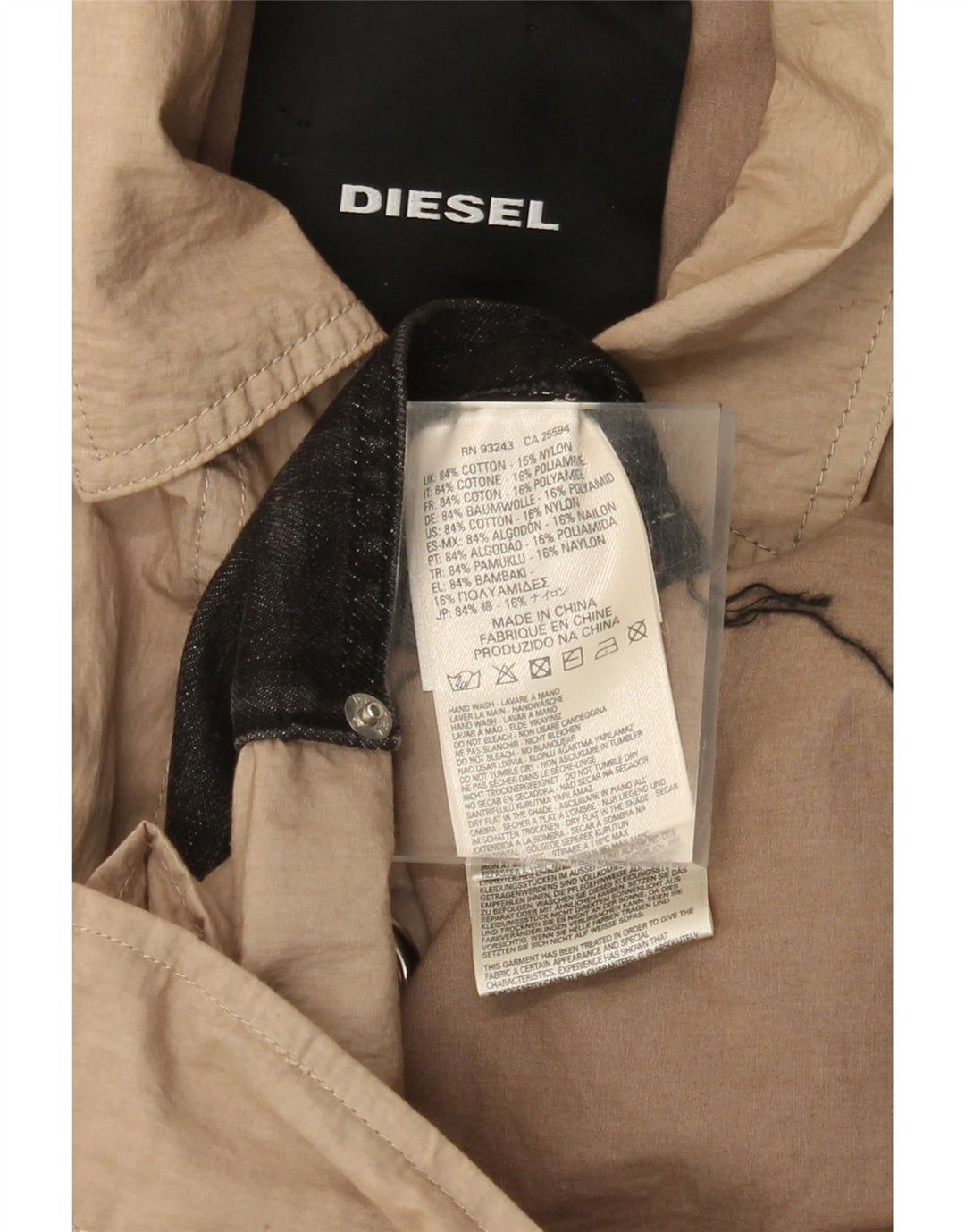 Casaco impermeável feminino Diesel UK 40 grande algodão bege