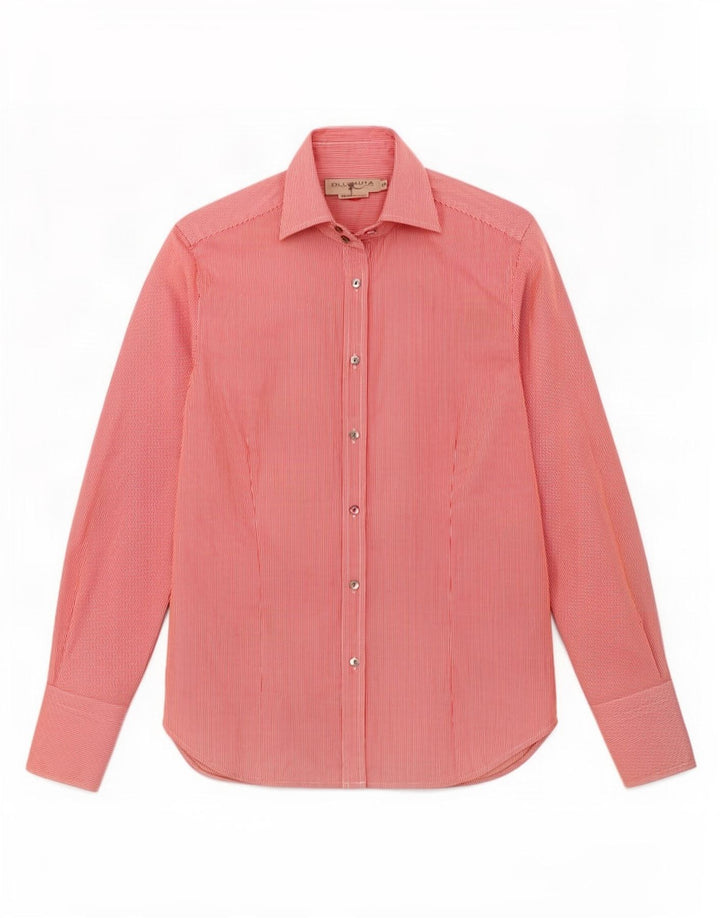 Camisa feminina Blunauta IT 44 algodão listrado vermelho médio