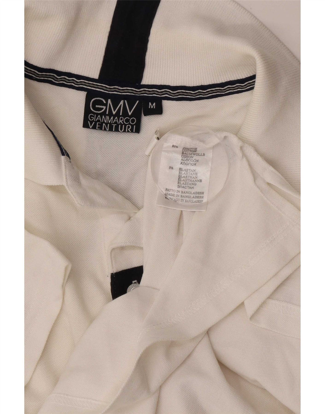 Gianmarco Venturi Camisa polo masculina gráfica média algodão branco