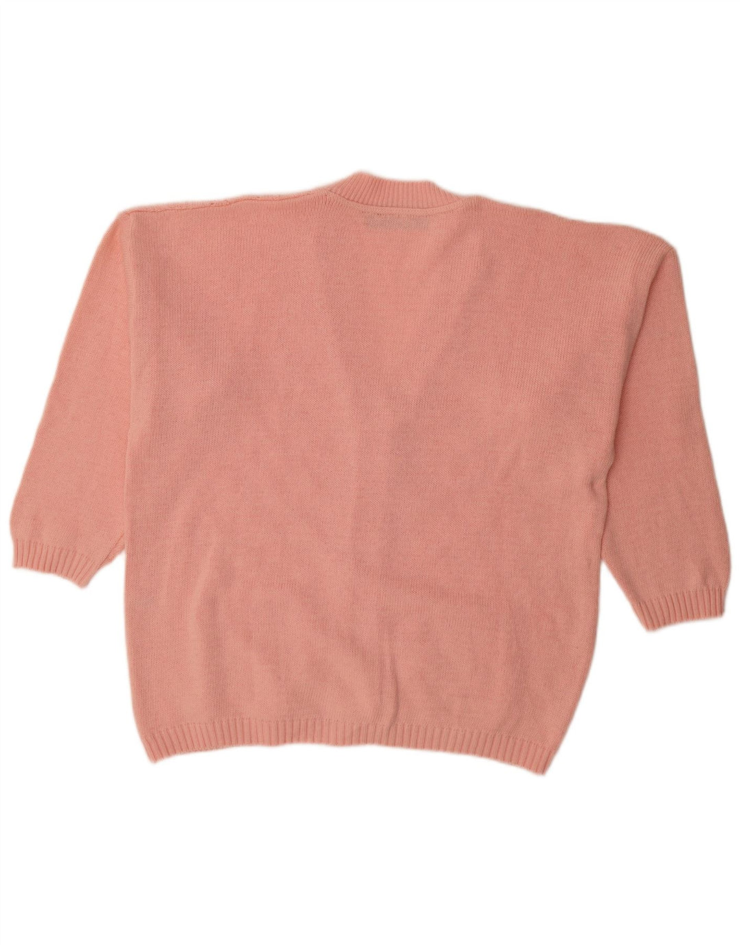 Suéter de cardigã de grandes dimensões feminino vintage Reino Unido 16 algodão rosa grande