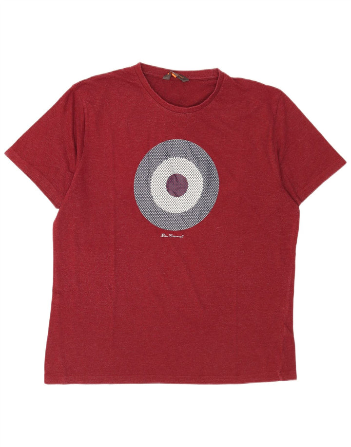 Camiseta masculina Ben Sherman com estampa gráfica grande de algodão vermelho