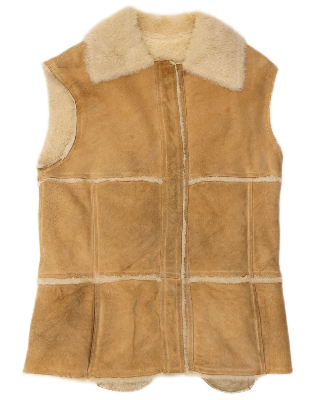 Colete feminino vintage shearling IT 44 bege médio