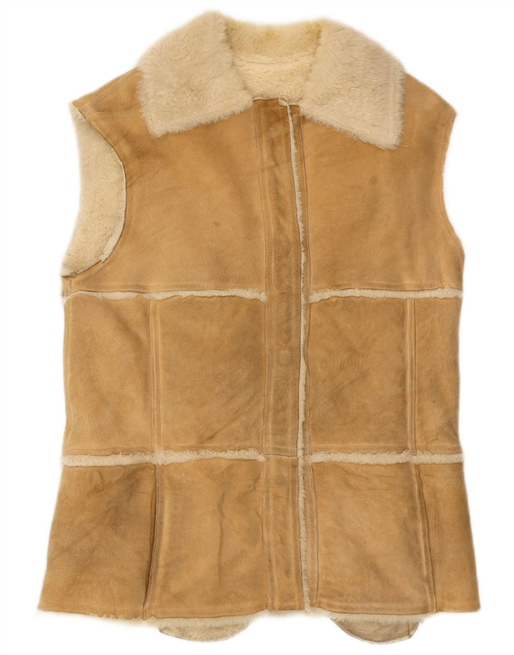 Colete feminino vintage shearling IT 44 bege médio