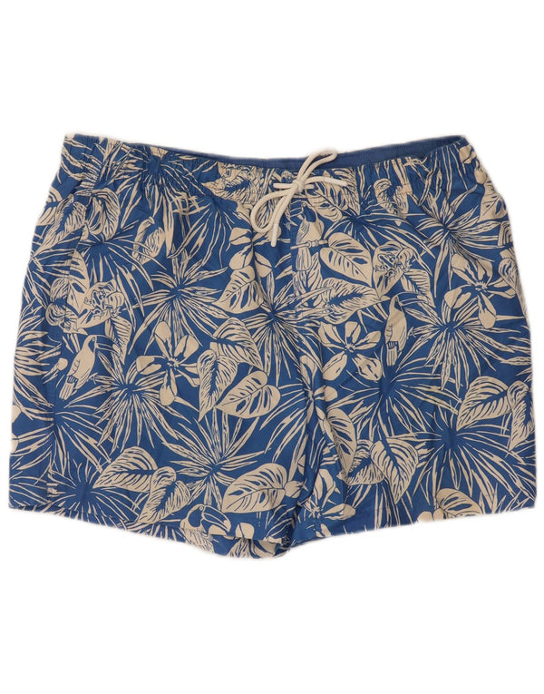 Marks & Spencer Mens Swimming Shorts Large  Blue Floral Polyester